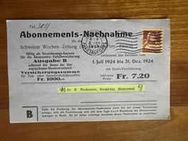 Postkarte 1924 Abo Nachnahme Schw. Wochen Zeitung (V947)