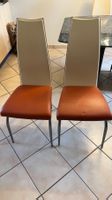 5 stk Lederstühle b-color beige/orange, Füße in  kromstahl