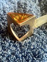 Ring Silber mit Bernstein Herzform Grösse 56