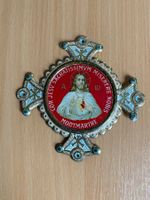 Sakrales metallenes Herz-Jesus  RARITÄT. Wunderschöne Farben