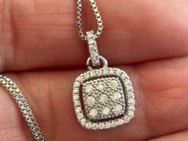 Luxus Elegante Zirkonia Kette Farbe : Silber weiss