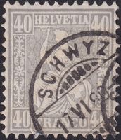 1880: Nr.42 sauber abgestempelt: SCHWYZ, Kat: 220.- günstig!