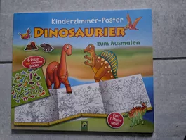 Dinosaurier 6 Riesen Poster zum Ausmalen mit Sticker, Neu