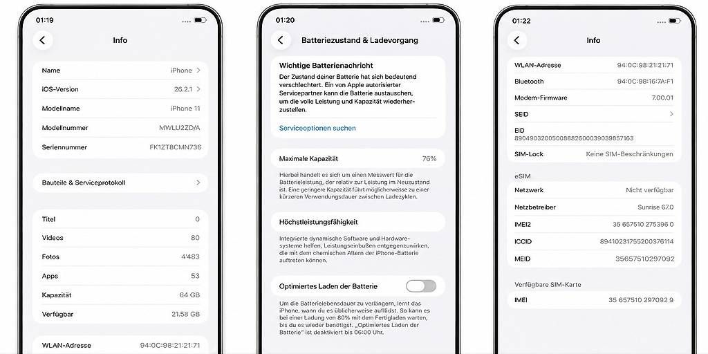 Apple Portables: Iphone 11, 64GB, weiss, Top!!! – D'occasion à Bassersdorf par chemaria 2