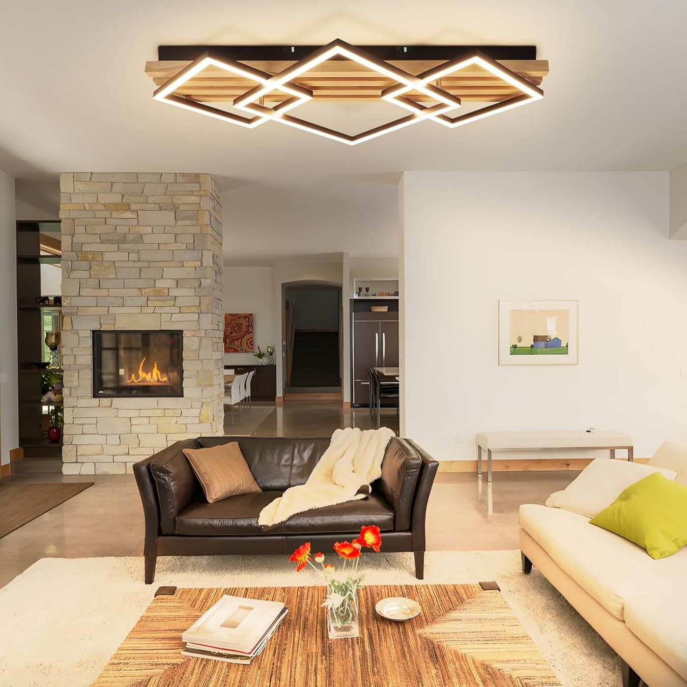 Lampadari & plafoniere: LED Deckenleuchte Holz 70cm Dimmbar 46W Schwarz Eckig – Nuovo e nell'imballaggio originale da Schaffhausen venduto da tra_6j5m 3
