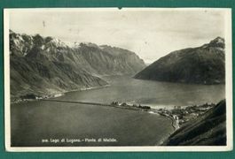 Lago di Lugano, Ponte di Melide, ca.1930, gelaufen