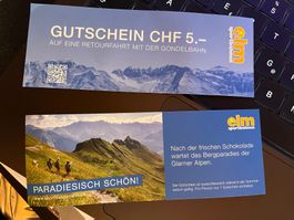 Zwei Retourfahrten mit der Gondelbahn Elm