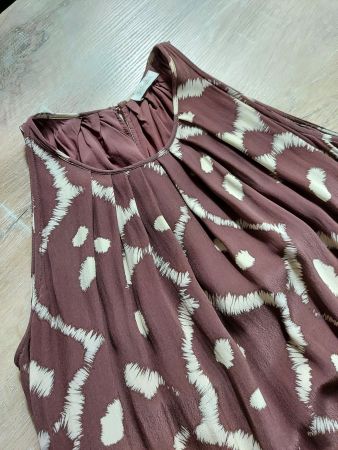 Maxi- Sommerkleid, Viskose, schokobraun/écru