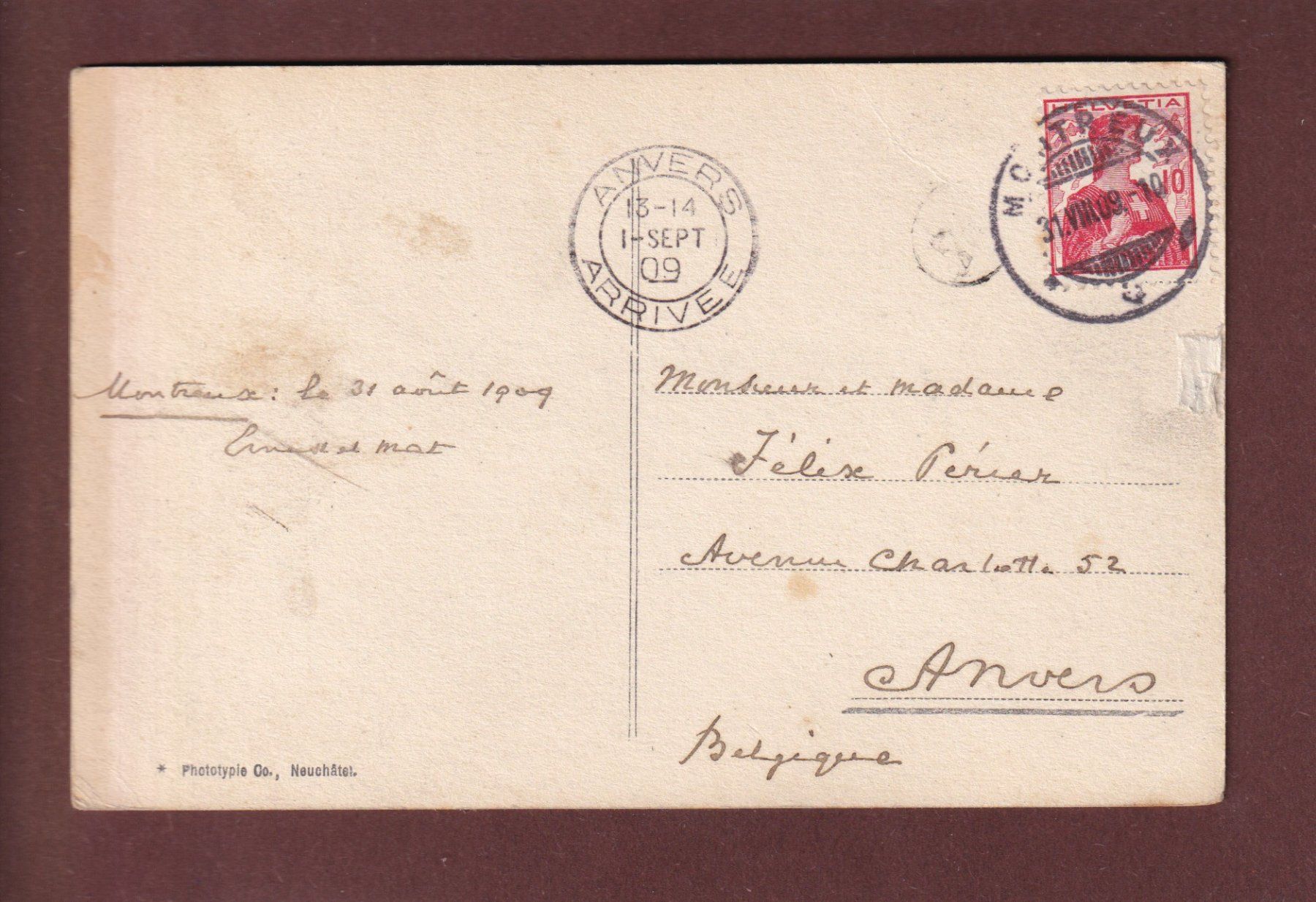 Cartoline postali: MONTREUX - Quai - Attelage - 1909 – Usato da Pully venduto da nicecards 1