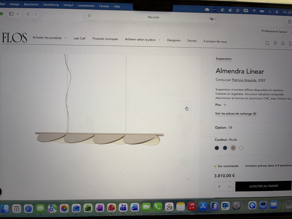 Flos Lustres & lampes de plafonds: Flos Almendra Linear Pendelleuchte Nude Neu – D'occasion à Bäch SZ par Nona04