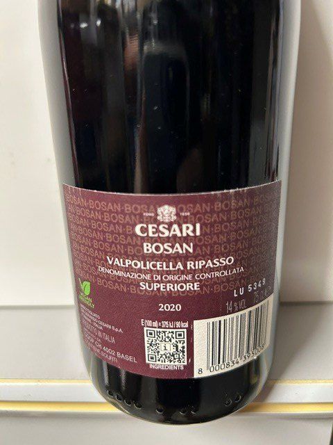 Vino: RIPASSO BOSAN, CESARI 2020 – Nuovo e nell'imballaggio originale da Zürich venduto da AmoebaSF 4