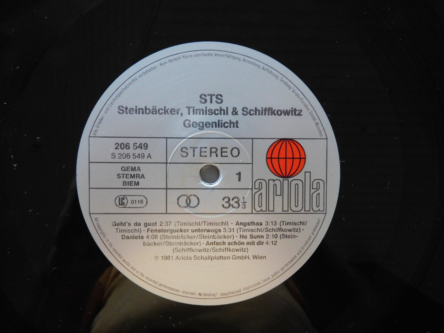 Schallplatten: STS - Gegenlicht - Steinbäcker Timischl Schiffkowitz – Gebraucht aus Emmenbrücke von Dickens 2