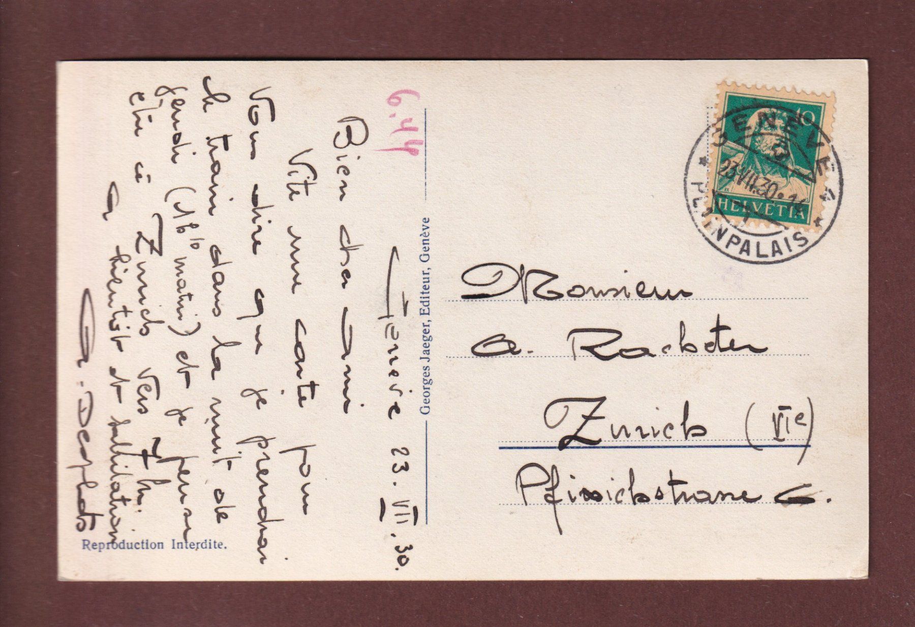 Cartoline postali: GENEVE - 11 images - 1930 – Usato da Pully venduto da nicecards 1