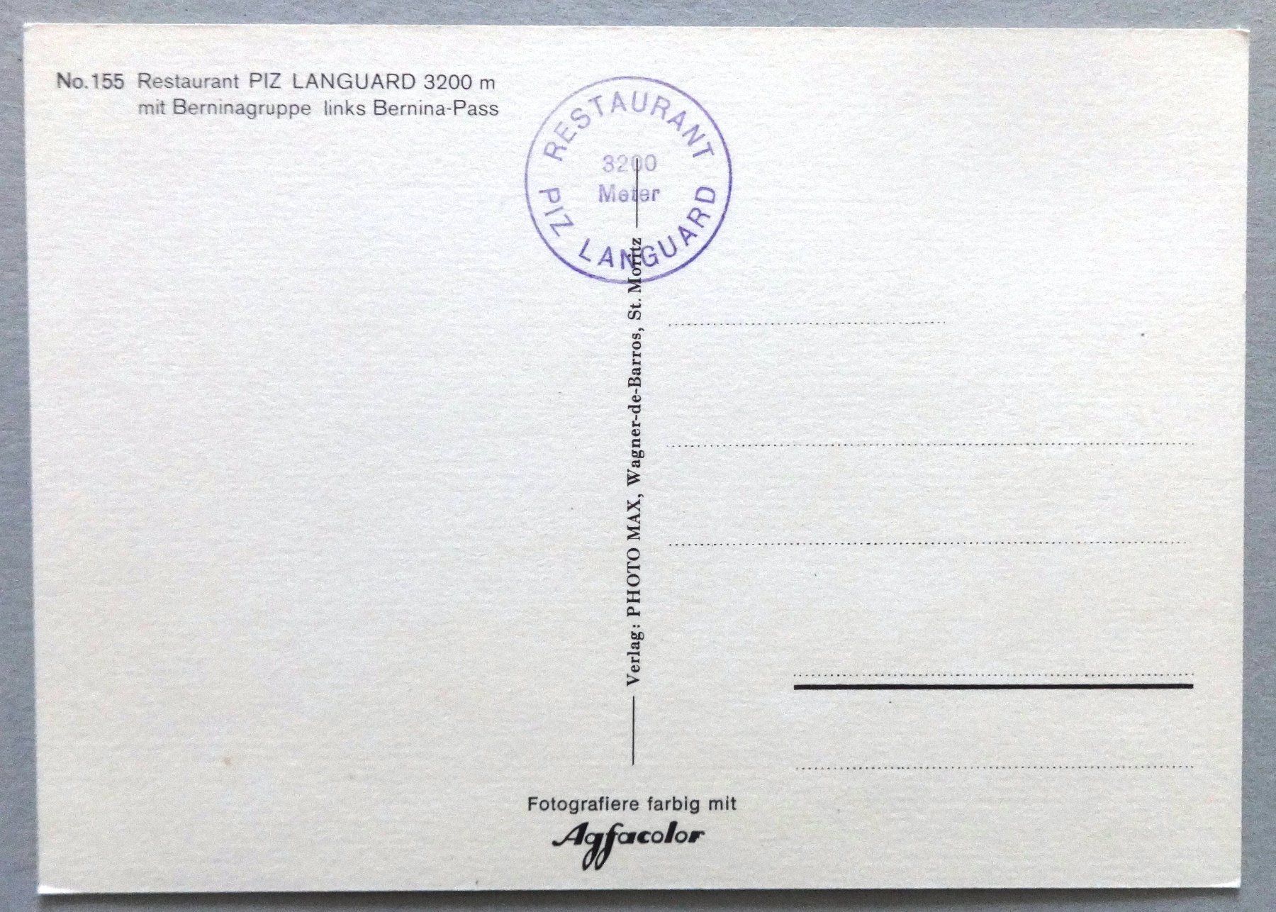 Cartes postales: Restaurant Piz Languard 3200 m – D'occasion à Fétigny par Billy2miny 1