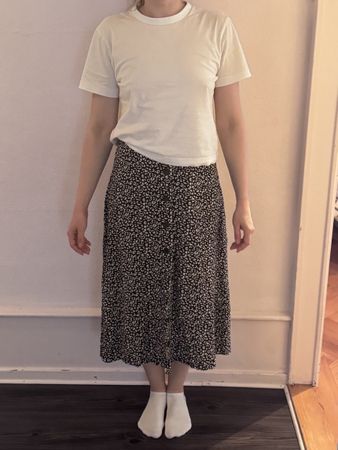 Black and white floral midi skirt. Perfect for summer!