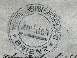 WohnsitzRegisterFührerAmt Rarität 👉 Brienz 1943 Briefmarke