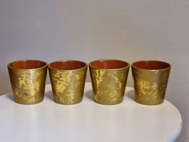 4 Mini-Übertöpfe in Antik-Gold / Altgold