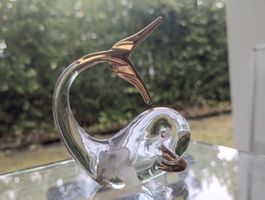 Vintage Murano Art Glass Dolphin Whale Figurine 24K Gold