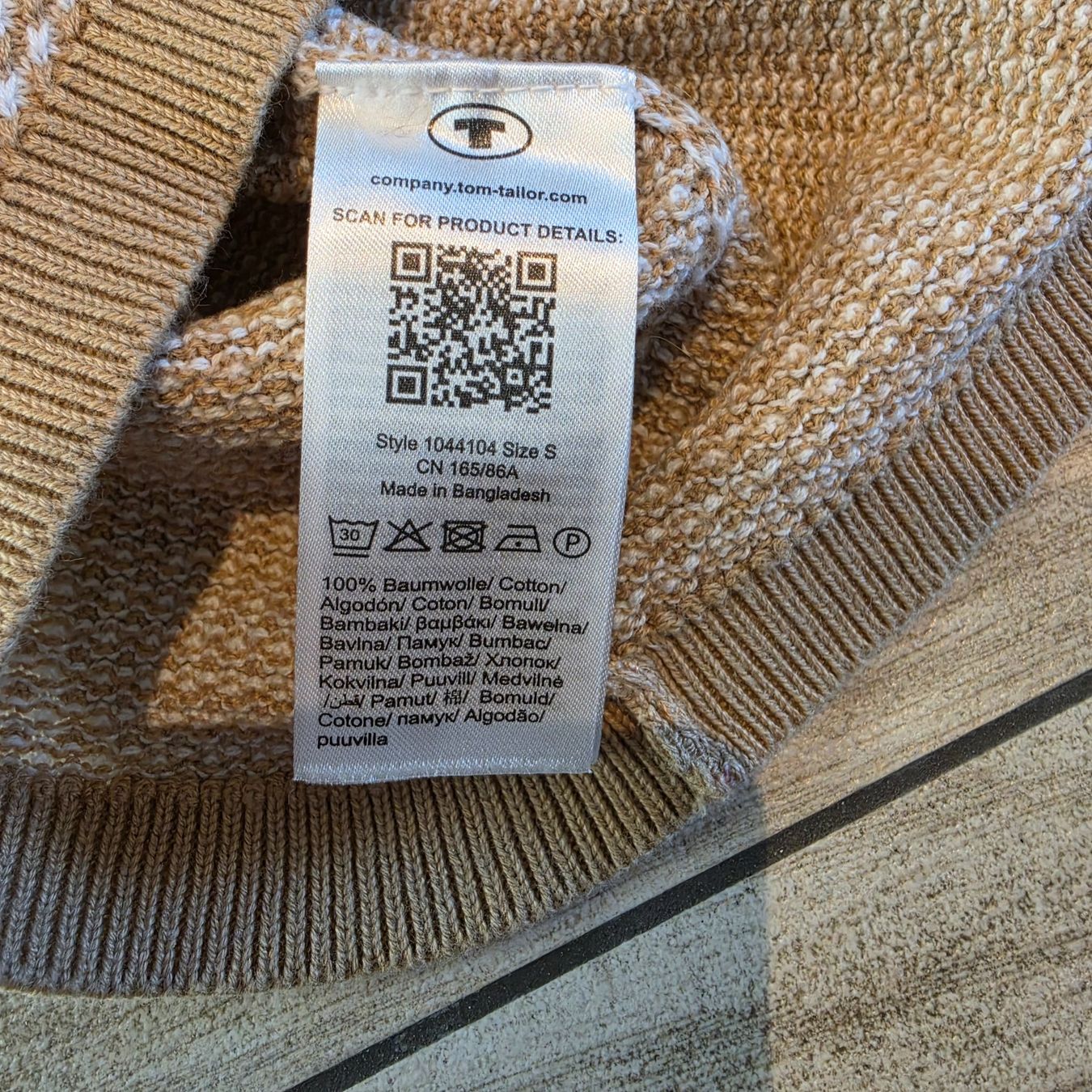 Tom Tailor Maglioni & Felpe: Tom Tailor Strickpullover Beige/Weiss Gr. S 100% Baumwolle – Usato da Altendorf venduto da Zeitkapsel 3