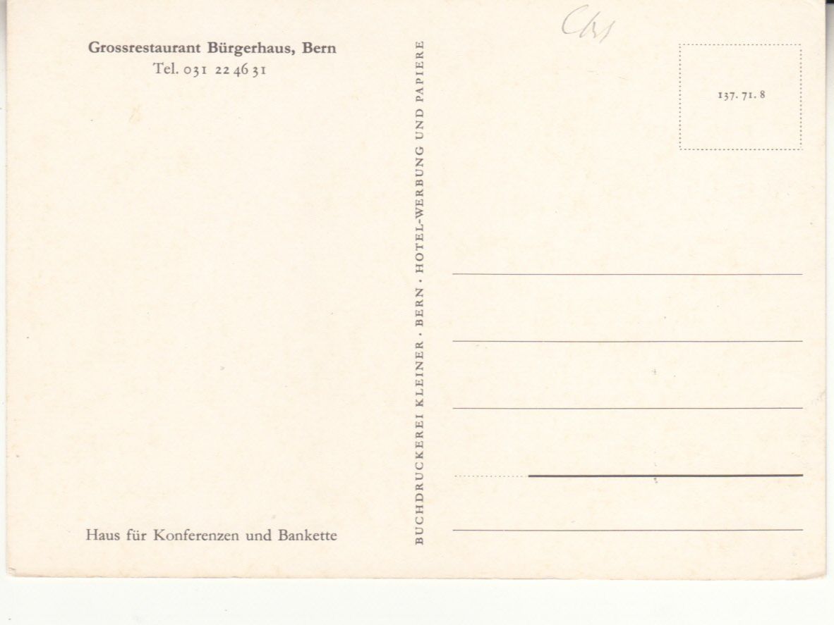 Ansichtskarten: Bern Bürgerhaus ca. 1970 – Gebraucht aus Bürglen TG von StampGraf 1