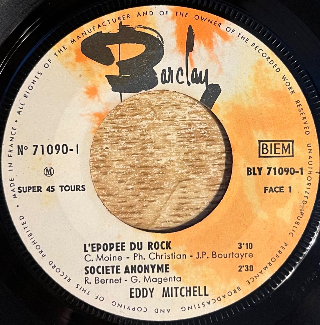 Dischi in vinile: EDDY MITCHELL - SEUL – Usato da Bussigny venduto da vinyl-pas-cher 3