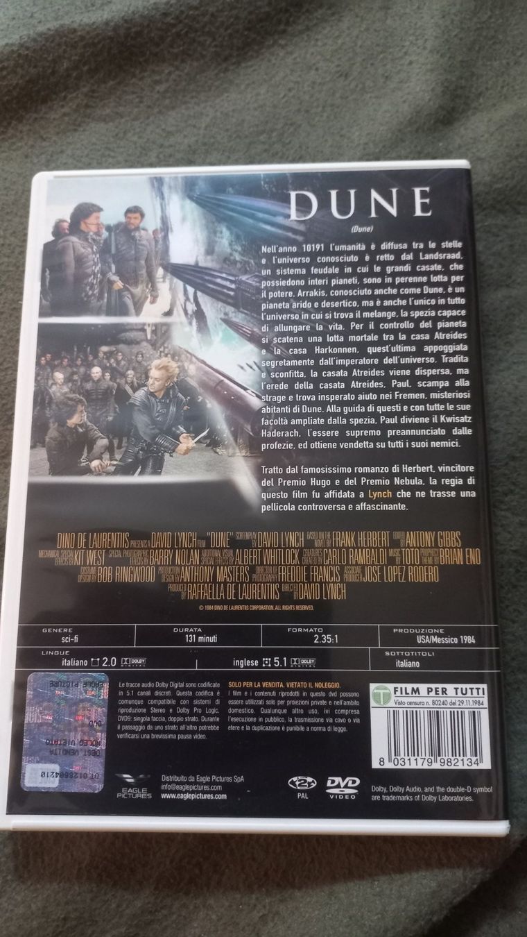 Alle DVDs: DUNE 1984 - Italienische DVD – Gebraucht aus Olten von Donatello1984 1