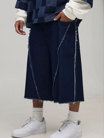 Navy Wide-Leg Jorts