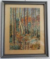 Aquarell Birkenwäldchen im Herbst