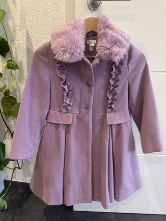 Mantel Monsoon lila mit Kunstfellkragen Grösse 7-8 Jahre