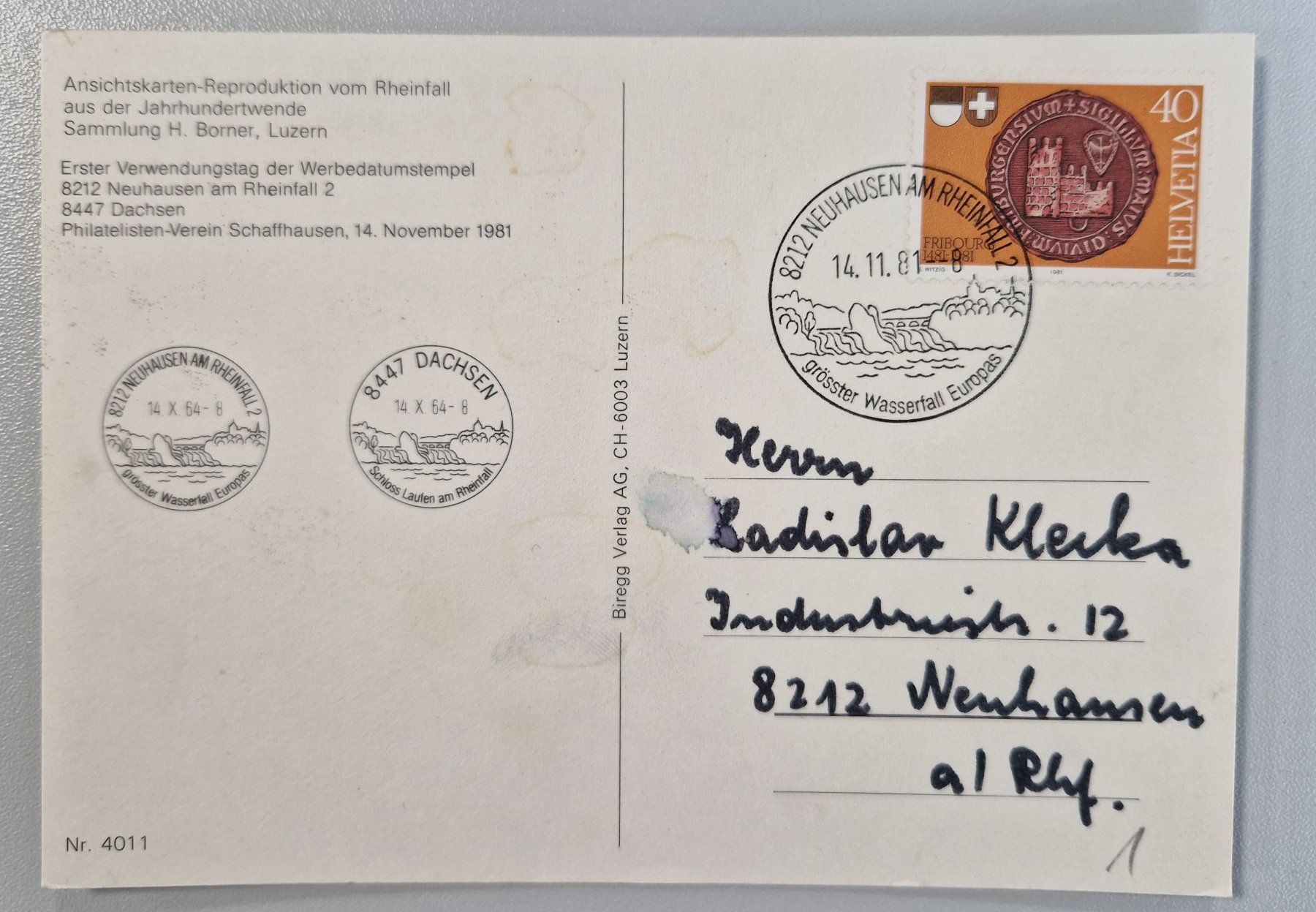 Cartoline postali: Rheinfall bei Beleuchtung 1981 – Usato da Melchnau venduto da Arthurius 1