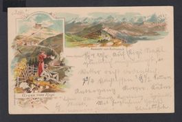 Rigi   -   alte Litho - AK von 1896