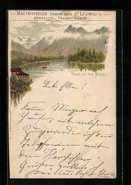 Cartoline postali: Litho Thun, Teilansicht mit Niesen, 1900 – Usato da Berlin venduto da bartko-reher