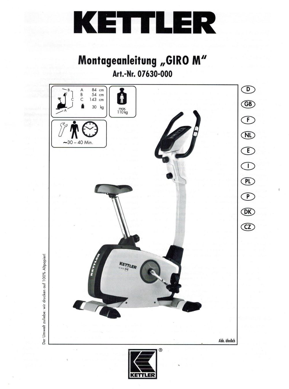 Kettler Vélos d'appartement: Kettler Giro M – D'occasion à Jona par LWF01 1