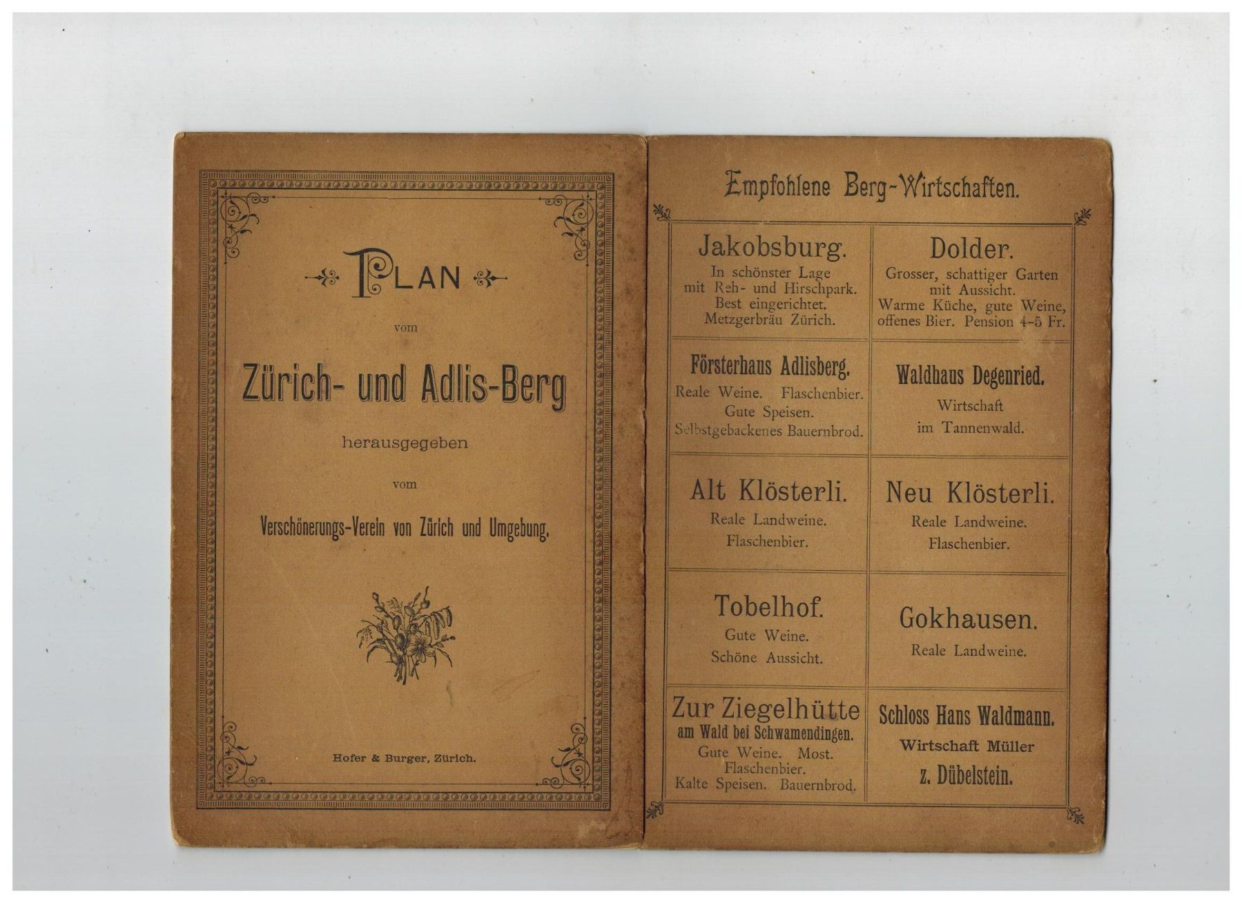 Cartine & Atlanti: Plan vom Zürich- und Adlis-Berg – Nuovo (secondo la descrizione) da Biel-Benken BL venduto da rud_yc8p