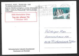 Eisenbahn Sonderkarte Olten SBB-Werkstätte 7.10.1972