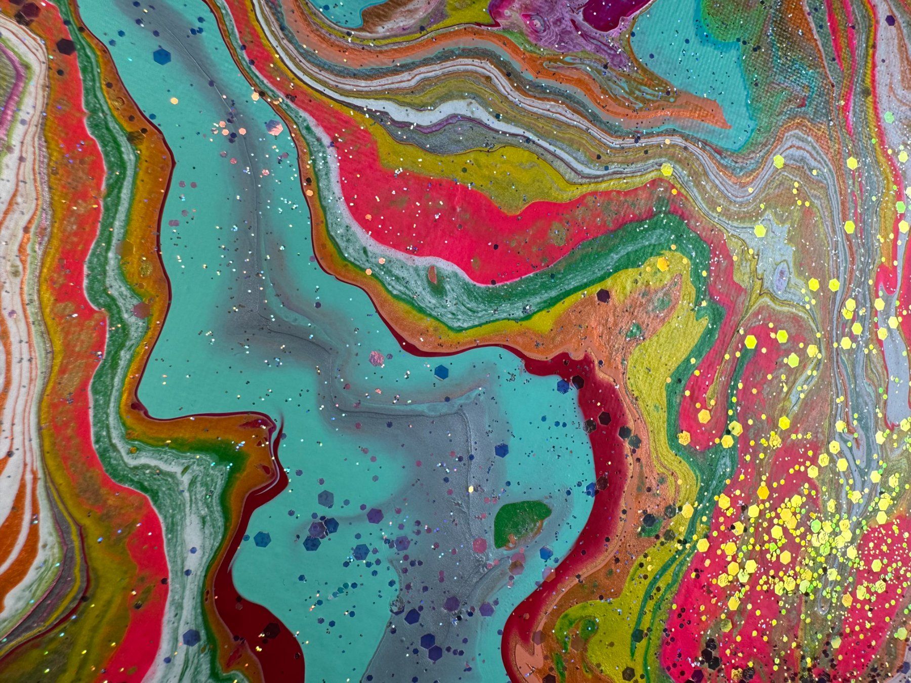 Dipinti: Acryl-Flüssigmalerei, Herzform – Usato da Schlieren venduto da MayaSheng1983 1