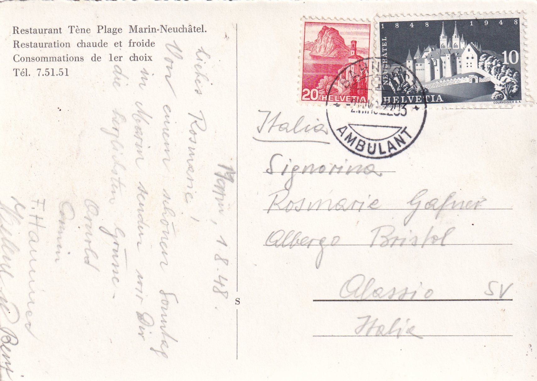 Cartoline postali: Marin - Restaurant de la Tène /mp – Usato da Hombrechtikon venduto da Rudolf07 1