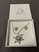 CrystalAlp Jewellery Set, Necklace and Earrings, Silver