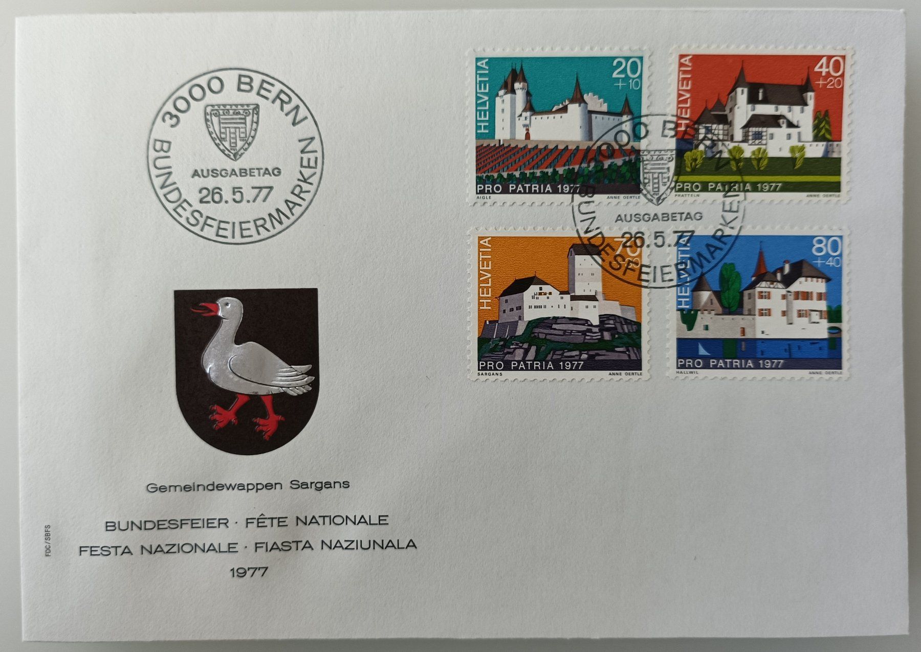 Tutti i francobolli: 1977 FDC Pro Patria – Usato da Dübendorf venduto da goeggi79