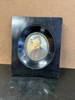 Miniature Portrait Rare Ancien Cadre Vintage signé