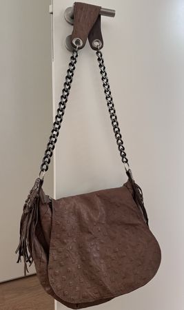 Stylish Brown Leather Hobo Bag with Chain - Minority Brand