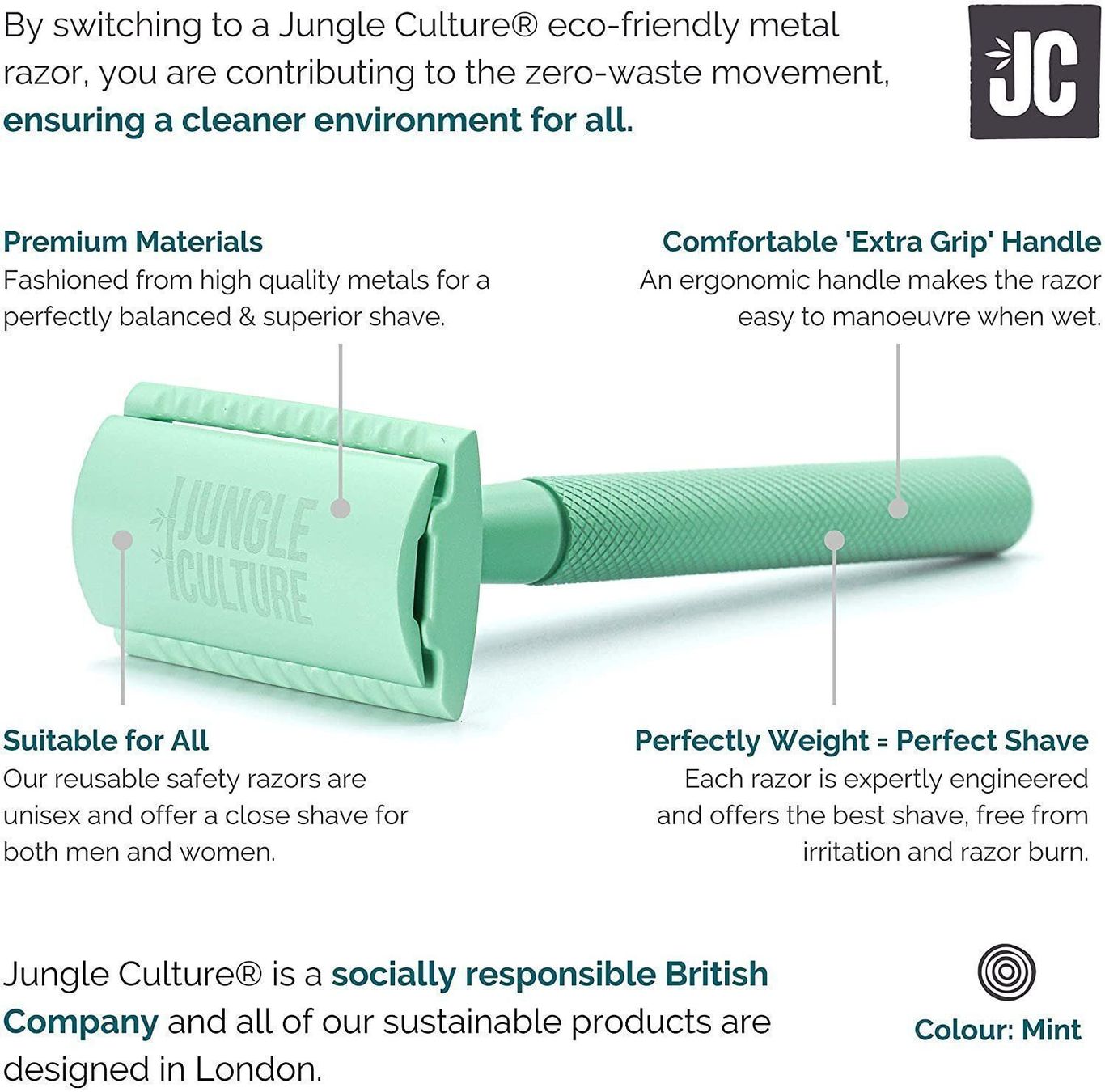 Rasoi & Lamette da barba: Wiederverwendbarer Rasierhobel in Mint – Nuovo e nell'imballaggio originale da Walenstadt venduto da Trend-24 5
