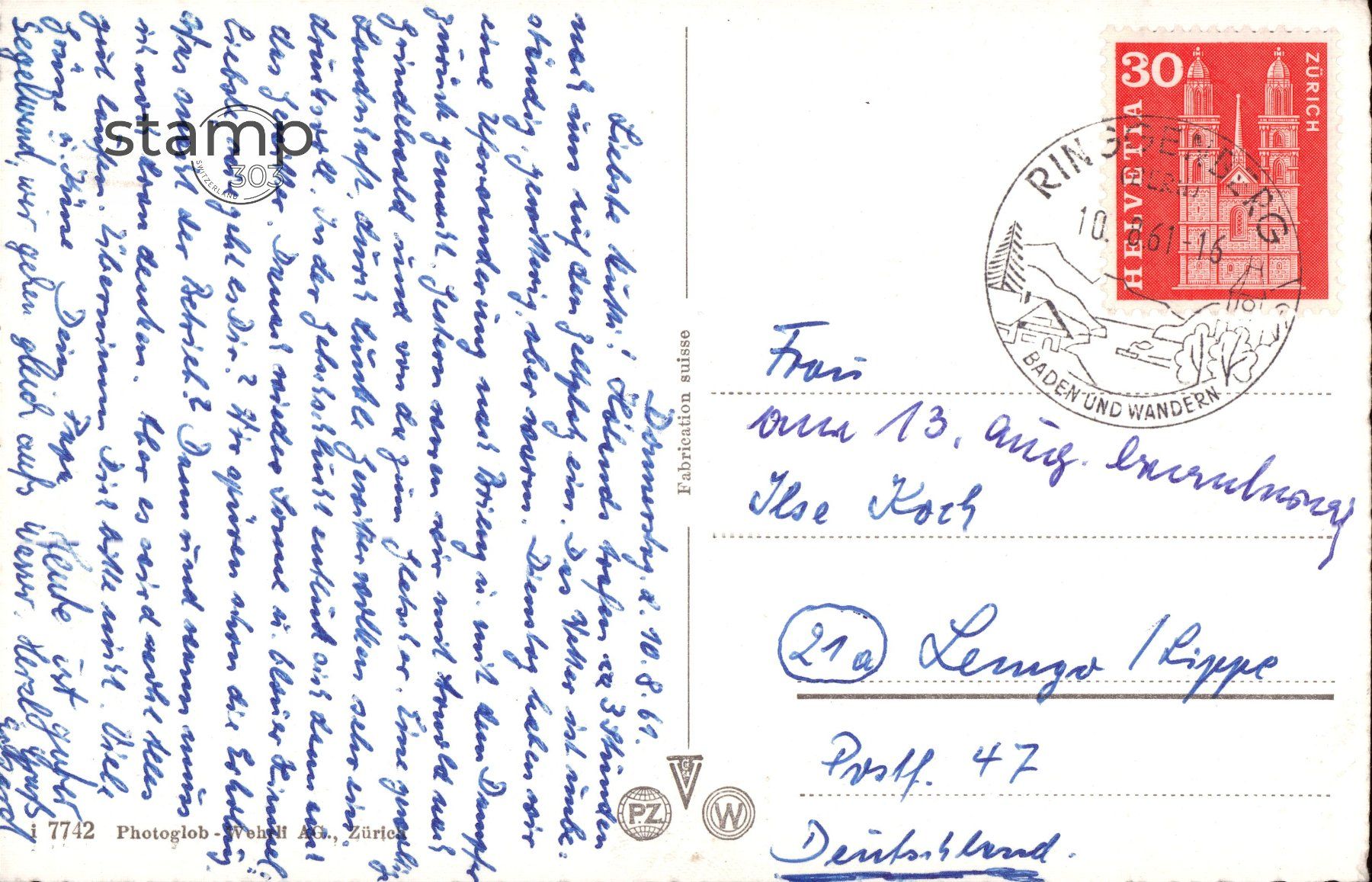 Cartoline postali: 1961 AK Schynige Platte Bahn – Usato da Eggersriet venduto da stamp303 1