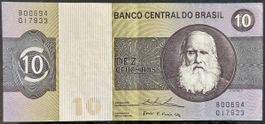 Alte Brasilianische Banknote 10 Cruzieros, Top Zustand!