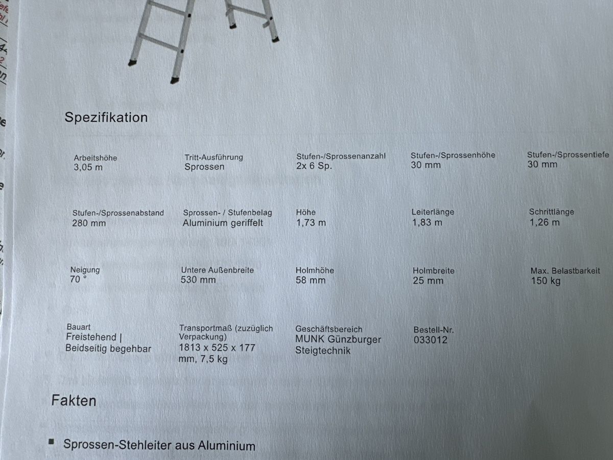 Scale: Stehleiter 2x6 Sprossen ALU Bockleiter – Nuovo e nell'imballaggio originale da Trüllikon venduto da angela4444 5