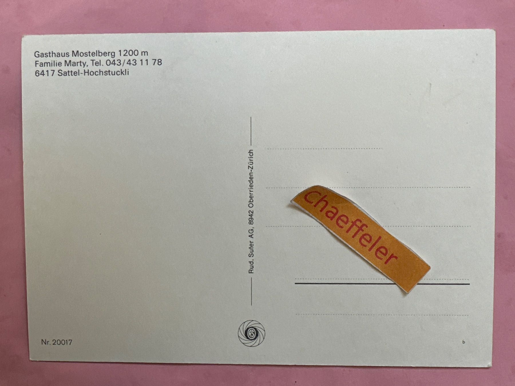 Cartoline postali: Hochstuckli – Usato da Zürich venduto da Chaeffeler 1