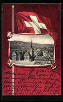 Zürich, Teilansicht mit Kirche, Passepa