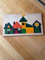 Holzpuzzle Häuser bunt aus Holz gebraucht guter Zustand