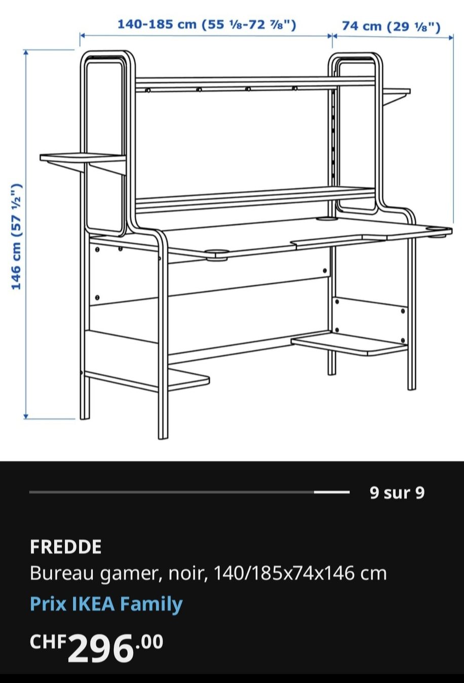 Ikea Bureaux: Bureau gaming IKEA Fredde – D'occasion à Villars-sur-Glâne par K6fois2 3