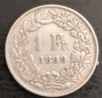 1 Franken 1899 Schweiz Münze, guter Zustand